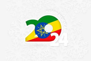 Nouveau année 2024 pour Ethiopie sur flocon de neige Contexte. vecteur