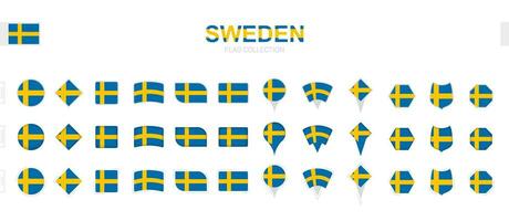 grand collection de Suède drapeaux de divers formes et effets. vecteur