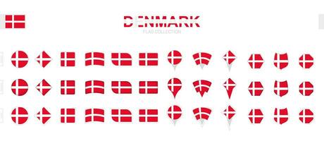 grand collection de Danemark drapeaux de divers formes et effets. vecteur