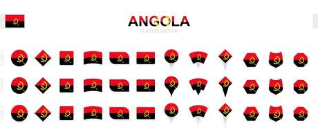 grand collection de angola drapeaux de divers formes et effets. vecteur