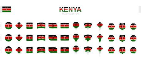 grand collection de Kenya drapeaux de divers formes et effets. vecteur