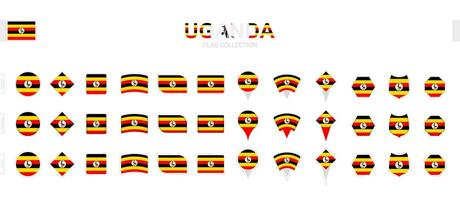 grand collection de Ouganda drapeaux de divers formes et effets. vecteur