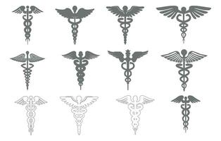 caducée symbole silhouette, médical symbole silhouette, caducée médical symbole silhouette. vecteur
