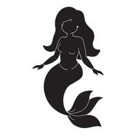 une noir silhouette Sirène ensemble clipart sur une blanc Contexte vecteur