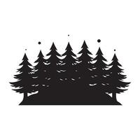 une noir silhouette forêt clipart sur une blanc Contexte vecteur