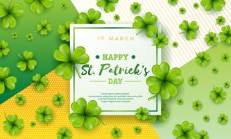 Illustration vectorielle de joyeuse Saint Patricks Day avec trèfle à l&#39;automne vert sur fond abstrait. Irish Beer Festival Celebration Holiday Design avec typographie et Shamrock