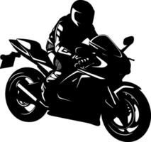 moto cavalier côté vue silhouette isolé vecteur illustration. ai généré illustration.