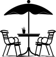 terrasse café ligne vecteur icône. camping table et chaises illustration signe. linéaire style symbole pour mobile concept et la toile conception. bistro logo. ai généré illustration.
