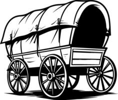 sauvage Ouest couvert wagon noir silhouette. vecteur occidental illustration isolé sur blanche. ai généré illustration.