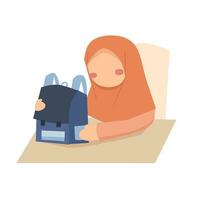 peu hijab fille va à école illustration vecteur