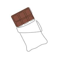 Chocolat tiré dans un continu ligne dans couleur. un ligne dessin, minimalisme. vecteur illustration.