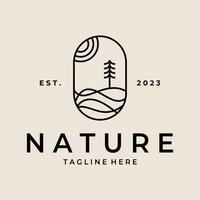 la nature paysage minimal badge logo ligne art vecteur graphique conception illustration