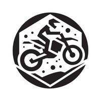 géométrique monochrome illustration logo de motocross vecteur