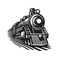 ancien main tiré illustration de vieux vapeur train logo conception vecteur