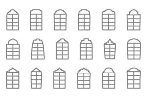 ensemble de silhouettes de verticale vide fenêtre cadres. arqué fenêtre Icônes dans plat style. intérieur éléments. vecteur illustration.