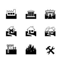 jeu d'icônes de construction de bâtiments vectoriels