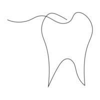 les dents Célibataire ligne continu contour vecteur art dessin et Facile un ligne les dents minimaliste conception