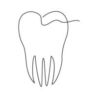 les dents Célibataire ligne continu contour vecteur art dessin et Facile un ligne les dents minimaliste conception