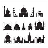 une noir silhouette mosquée symbole ensemble vecteur