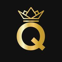 lettre q couronne logo. couronne logo pour beauté, mode, étoile, élégant, luxe signe vecteur