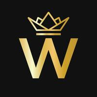 lettre w couronne logo. couronne logo pour beauté, mode, étoile, élégant, luxe signe vecteur