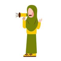personnage de hijab fille en portant mégaphone vecteur