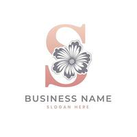 s lettre logo avec fleur. floral s logo féminin luxe logo conception vecteur