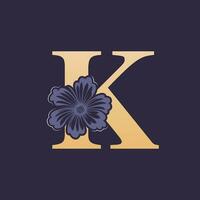 floral alphabet k logo avec fleur. initiale lettre k logo modèle vecteur