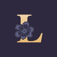 floral alphabet l logo avec fleur. initiale lettre l logo modèle vecteur