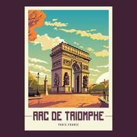 arc de triomphe rétro Voyage affiche vecteur