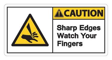 Attention bords tranchants regardez votre signe de symbole de doigts sur fond blanc vecteur