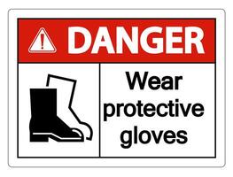 danger porter des chaussures de protection signe sur fond transparent vecteur