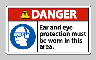 une protection auditive et oculaire de signe de danger doit être portée dans cette zone vecteur