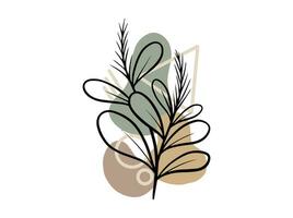 botanique ligne art abstrait feuilles illustration vecteur