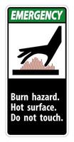Risque de brûlure d'urgence, surface chaude, ne touchez pas le signe symbole isoler sur fond blanc, illustration vectorielle vecteur
