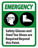 des lunettes de sécurité et des chaussures à bout en acier sont nécessaires au-delà de ce point vecteur