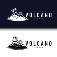 volcan logo illustration silhouette conception volcan Montagne éclater avec Facile rochers et lave vecteur