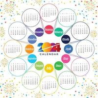 2024 coloré annuel calendrier modèle vecteur