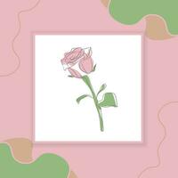 ligne art dessin de décoratif magnifique Anglais jardin Rose avec feuilles et Couleur taches sur le décoratif Contexte vecteur