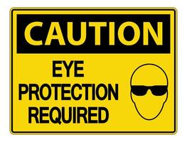 Attention protection des yeux requise panneau mural sur fond blanc vecteur