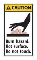 Attention risque de brûlure, surface chaude, ne touchez pas le signe de symbole isoler sur fond blanc, illustration vectorielle vecteur