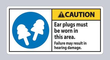 signe d'avertissement des bouchons d'oreille doivent être portés dans cette zone, une défaillance peut entraîner des dommages auditifs vecteur