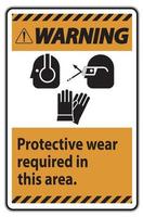 panneau d'avertissement porter un équipement de protection dans cette zone avec des symboles ppe vecteur