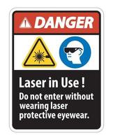 étiquette de sécurité ppe d'avertissement de danger, laser en cours d'utilisation ne pas entrer sans porter des lunettes de protection laser vecteur