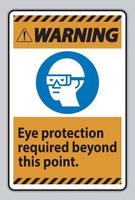 panneau d'avertissement protection des yeux requise au-delà de ce point vecteur