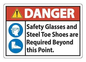 des lunettes de sécurité et des chaussures à embout en acier sont nécessaires au-delà de ce point vecteur