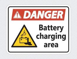 Zone de chargement de la batterie de danger signe sur fond transparent vecteur