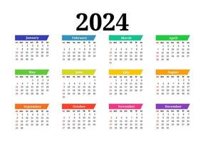 calendrier pour 2024 isolé sur une blanc Contexte vecteur