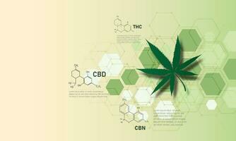 structure moléculaire formule de chimie médicale cannabis de la formule cbd, illustration vectorielle vecteur