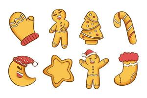 pain d'épice biscuits Noël ensemble. vecteur illustration sur une blanc Contexte